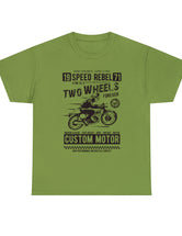 Two Wheels Forever Custom Motorcycle Cafe Racer style T-Shirt. Black on a lighter Tee.
