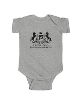 Triple Trio Thouroughbreds in a Black logo on a Colored Infant Fine Jersey Bodysuit