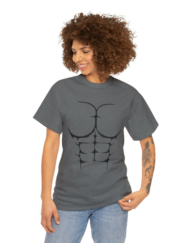 6-Pack Abs, Black art on a Heavy Cotton Tee