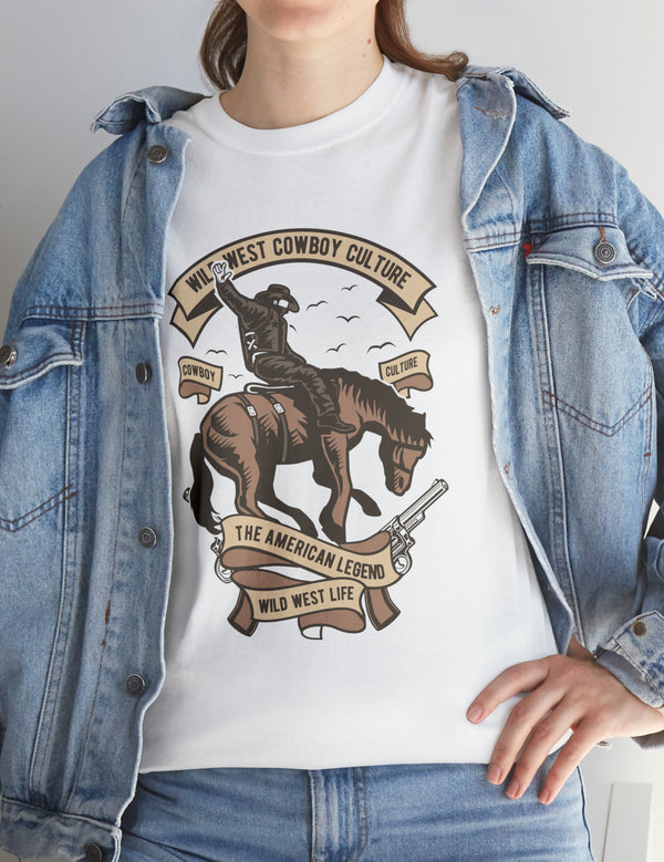 Wild West Cowboy on a bucking horse. Western Cowboy Rodeo Scene on wild horse.