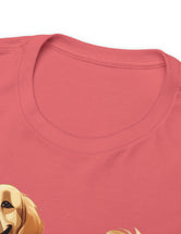Golden Retriever - Don't Stop Retrieving - on a darker colored cotton t-shirt.
