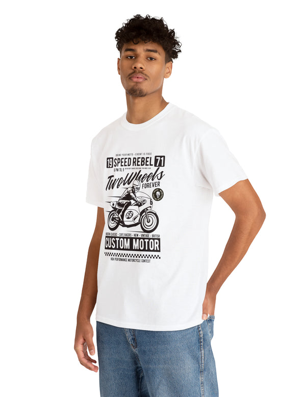 Motorcycle Speed Rebel - Two Wheels Forever - Vintage Retro T-Shirt for the Motorcycle or Biker in the family.