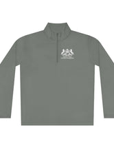 Triple Trio Thouroughbreds in a White logo on a Darker Colored Unisex Quarter-Zip Pullover
