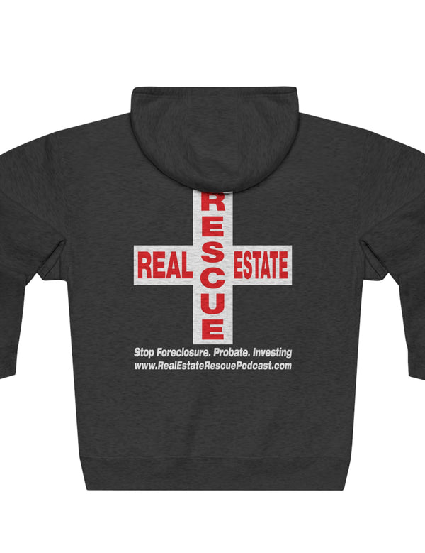 Cody Oakes' Real Estate Rescue Podcast in a Premium Full Zip Hoodie by Lane Seven - Red and Darker Colors