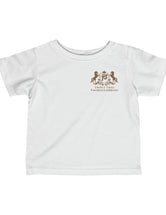 Triple Trio Thouroughbreds in Bronze Logo on a White Infant Fine Jersey Tee