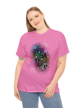 Multi-Colored Fireworks on a Super Comfy Cotton Tee.