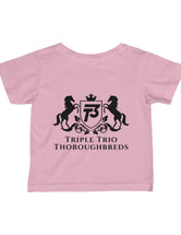 Triple Trio Thouroughbreds in Black Logo on a Light Colored Infant Fine Jersey Tee
