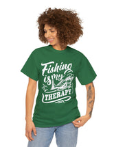 Fishing is my Favorite Therapy in a Unisex Heavy Cotton Tee