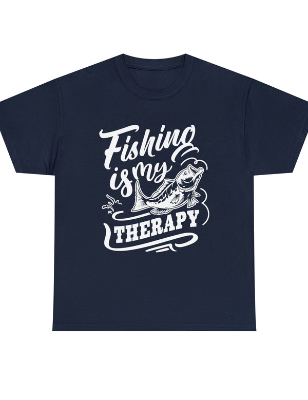 Fishing is my Favorite Therapy in a Unisex Heavy Cotton Tee
