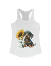 This wiener is a WINNER! This Dachshund baby pup and flower in this Women's Ideal Racerback Tank