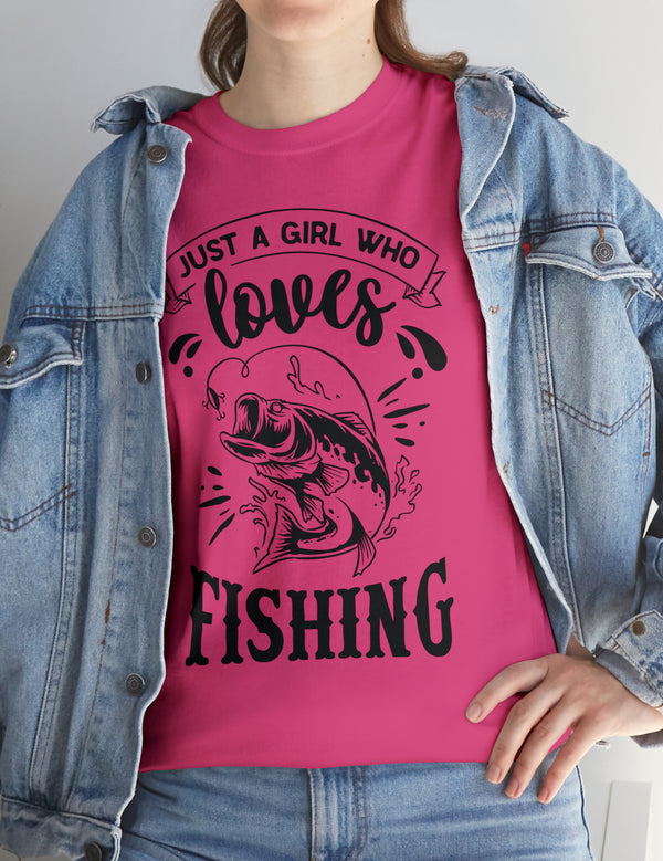 Just a Girl who loves Fishing! Unisex Heavy Cotton Tee