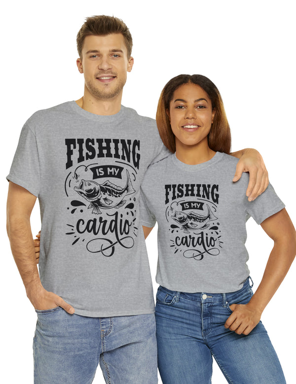 Fishing is my Cardio! in a Unisex Heavy Cotton Tee