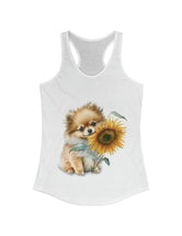 Pomeranian baby pup and flower in this Women's Ideal Racerback Tank