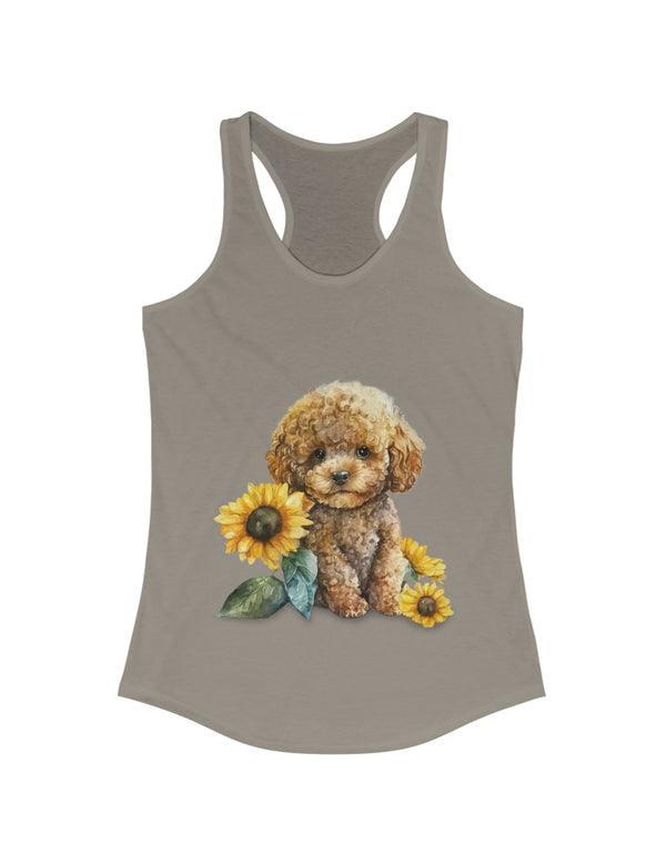 Poodle baby pup and flower in this Women's Ideal Racerback Tank