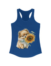 Pomeranian baby pup and flower in this Women's Ideal Racerback Tank