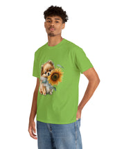 Precious Pomeranian Pup with a Flower - Unisex Heavy Cotton Tee